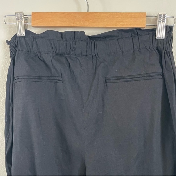 Theory Tralpin Drawstring Pants Black Crunch Wash Linen Blend Size 4 - Picture 9 of 12